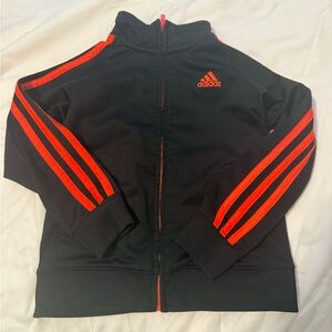 adidas Black Track Jacket with Red Stripe Accents